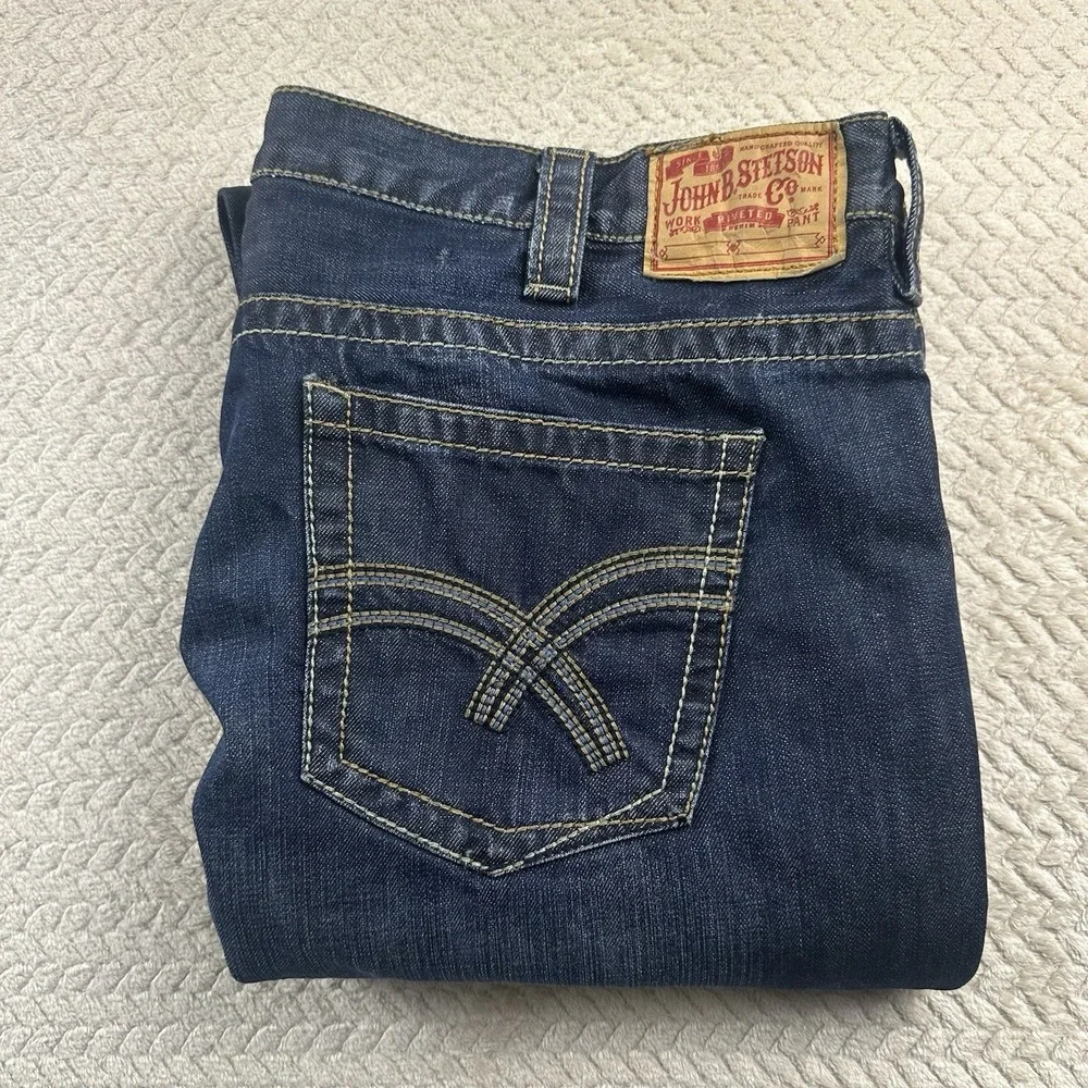 John B Stetson Jeans Men's 44x40 Big Tall 1312 Modern Straight Leg 100% Cotton - Picture 10 of 16